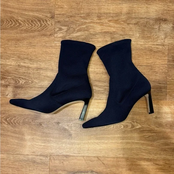 Stuart Weitzman Blue Sock Booties | Size 10 | Sleek Stretch Fit - Picture 3 of 5
